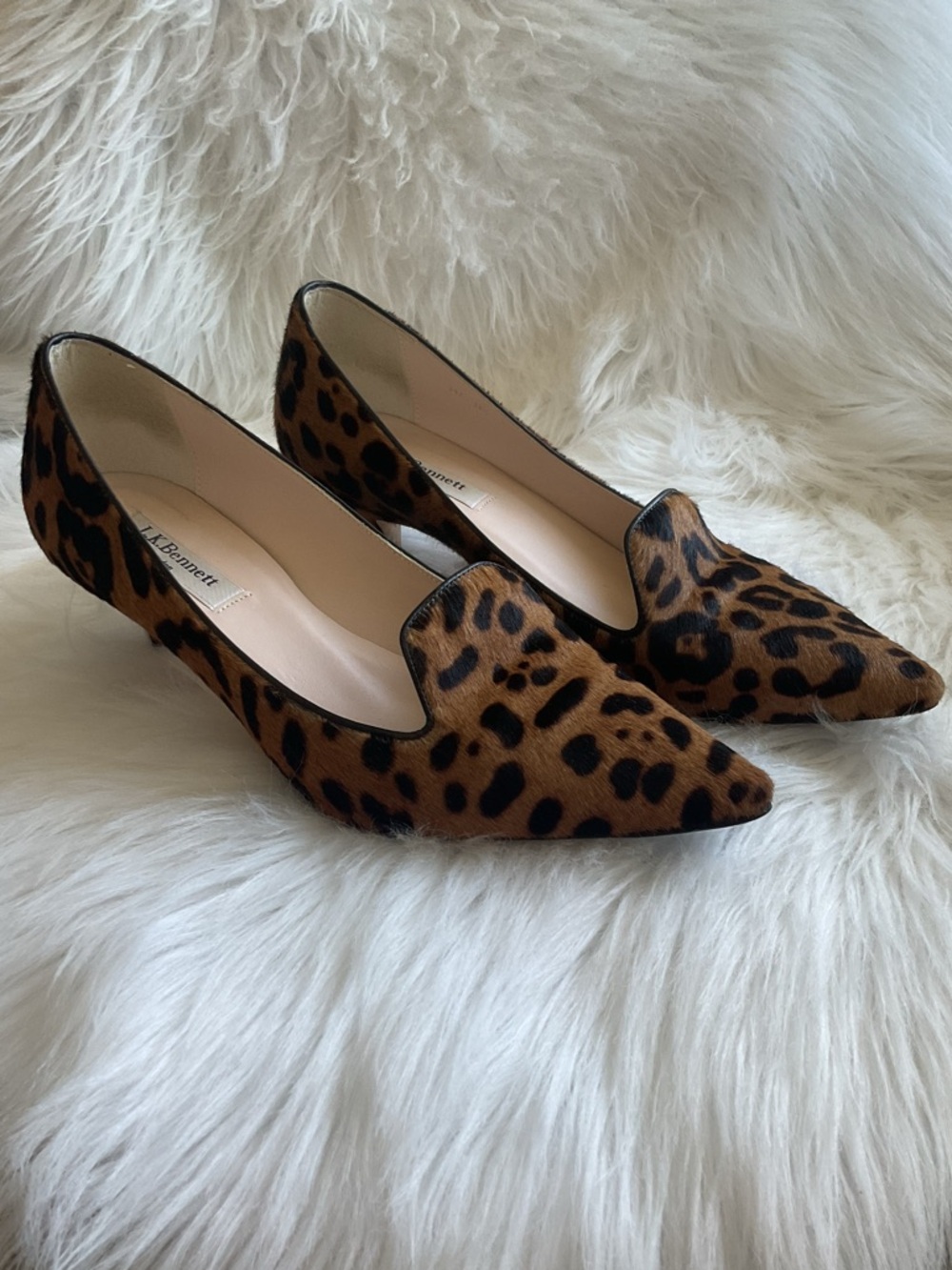 LK Bennett Marie Leopard Calf Hair Heel Size 38.5 or 8.5